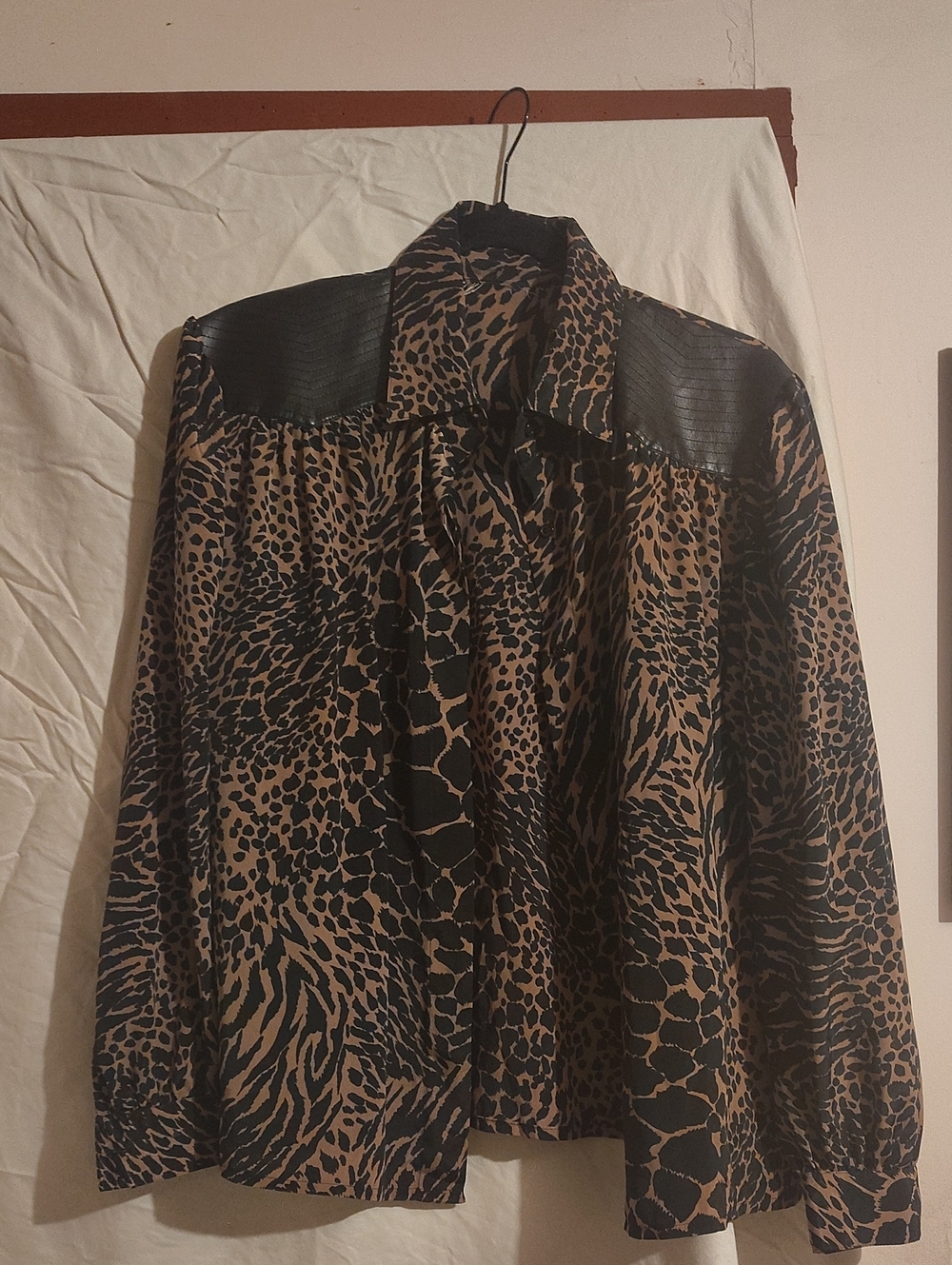 Source Unknown Leopard Print Blouse - Black & Brown